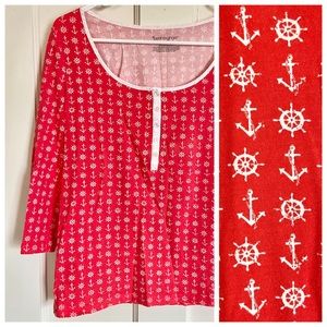 Jasmine & Ginger Nautical TShirt Red Anchor MEDIUM